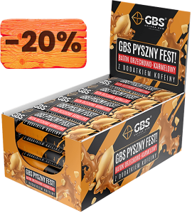24 x Baton GBS®, Z dodatkiem kofeiny, 24 x 40 g, Orzechowo-karmelowy